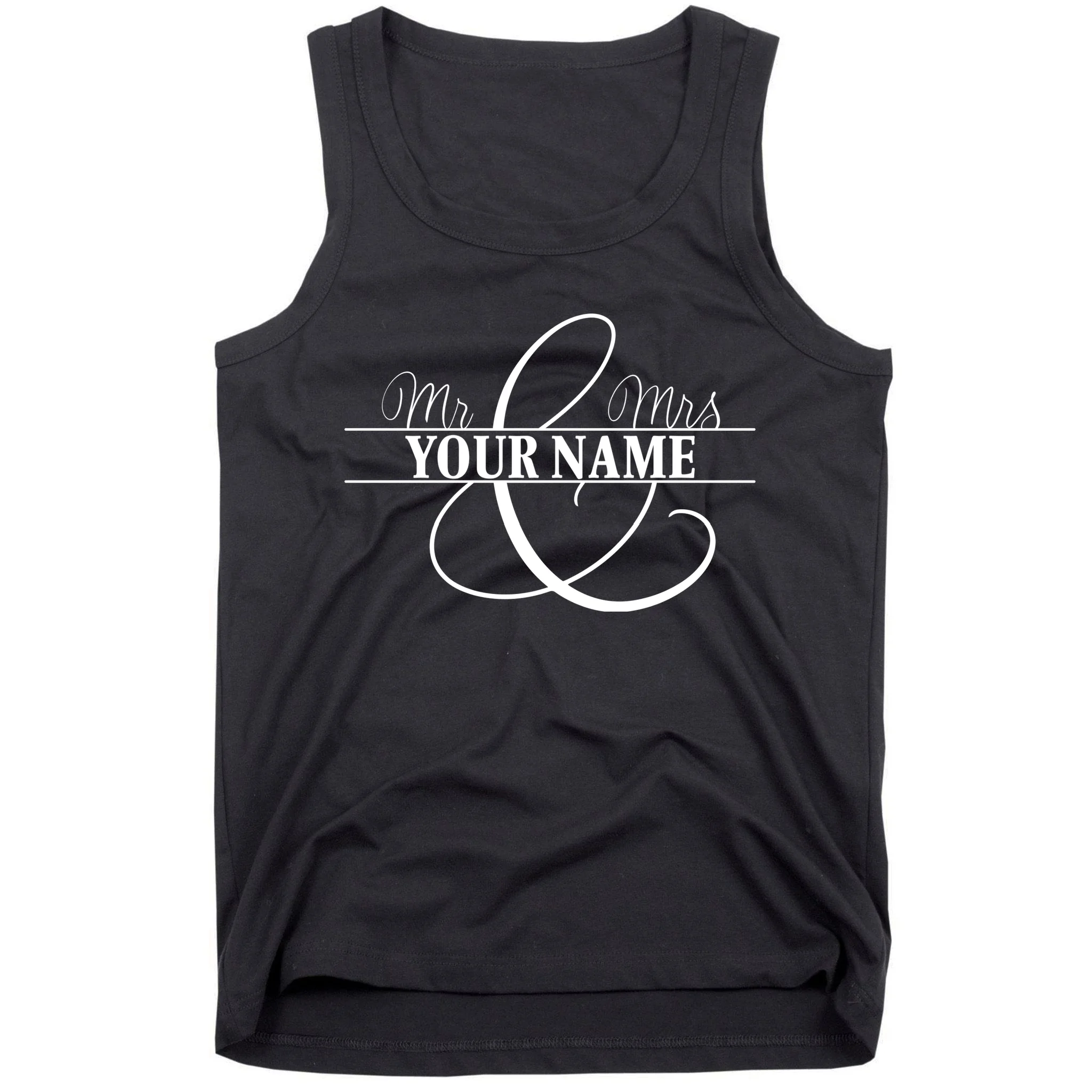 Mr. and Mrs. Custom Last Name Personalized Wedding Gift Anniversary Men's Tank Top - Front
