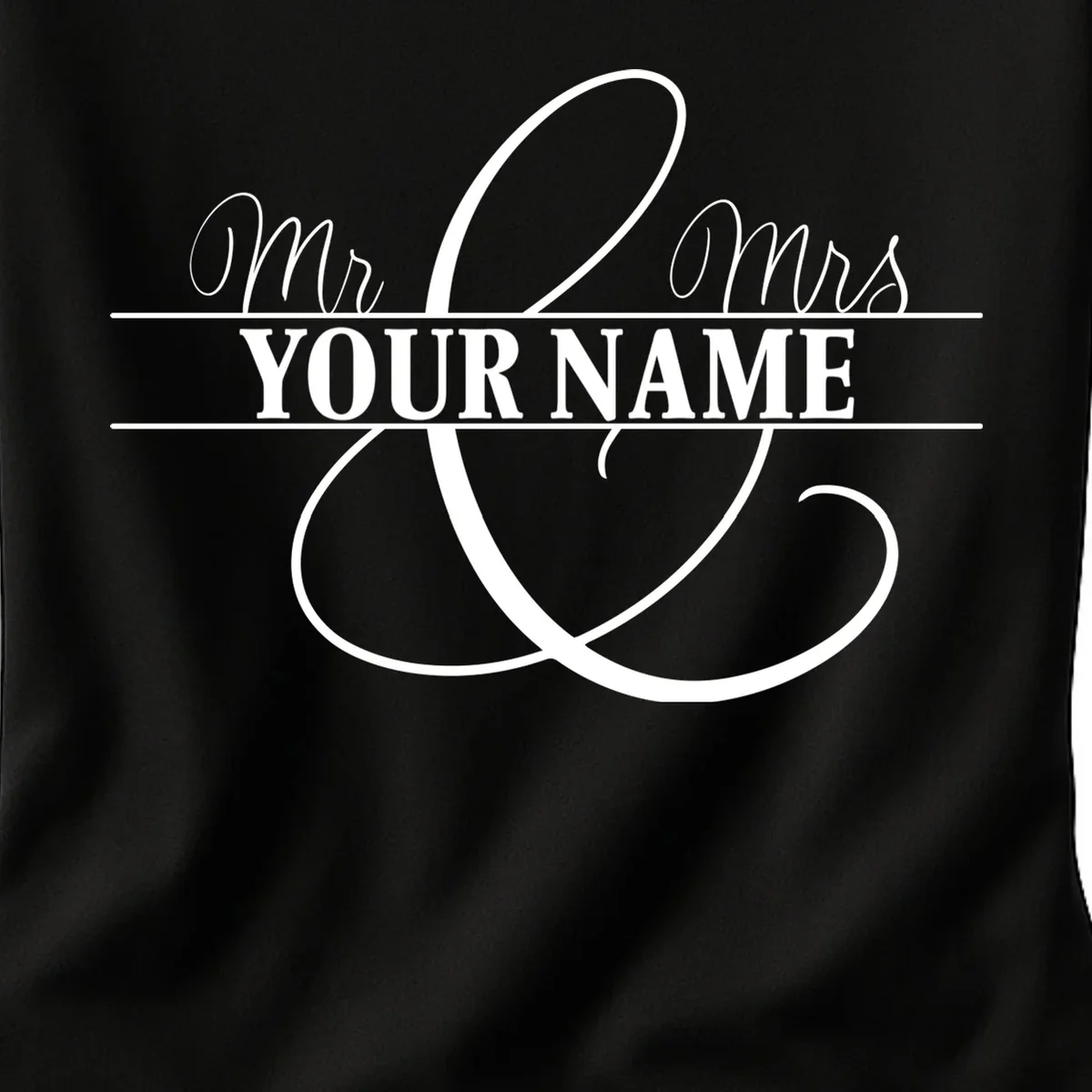 Mr. and Mrs. Custom Last Name Personalized Wedding Gift Anniversary Women's T-Shirt - Front - Close-up