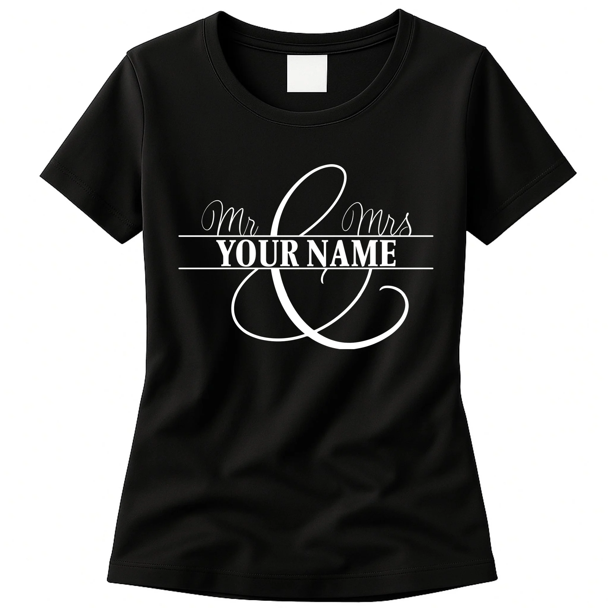 Mr. and Mrs. Custom Last Name Personalized Wedding Gift Anniversary Women's T-Shirt - Front