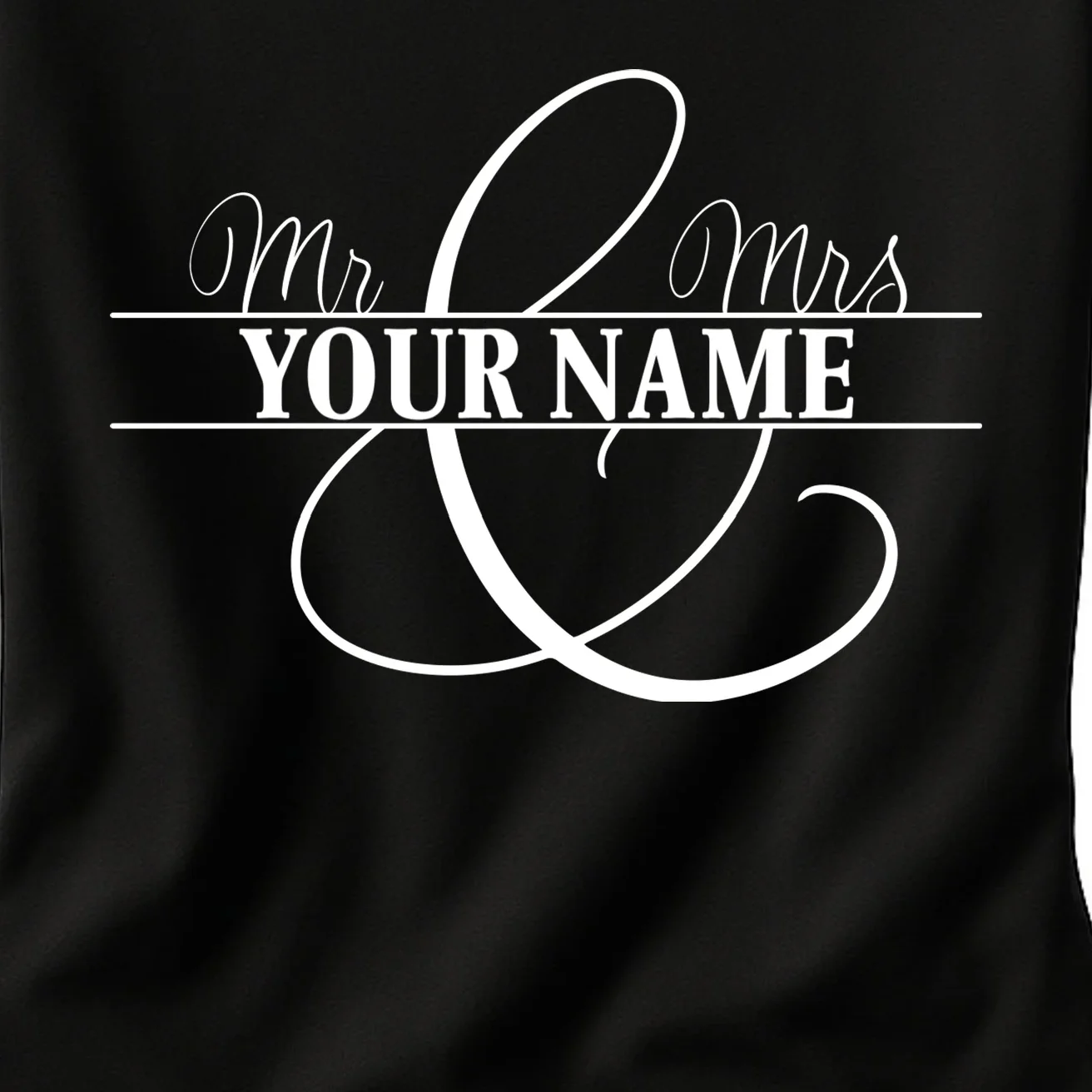 Mr. and Mrs. Custom Last Name Personalized Wedding Gift Anniversary Women's T-Shirt - Front - Close-up