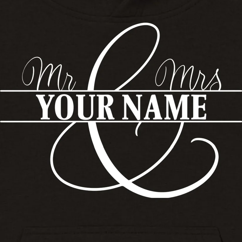 Mr. and Mrs. Custom Last Name Personalized Wedding Gift Anniversary Kids Hoodie - Front - Close-up