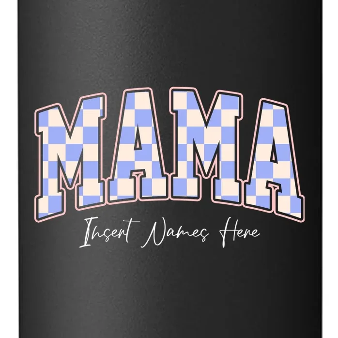 MAMA Blue Checkered Customizable 24oz Water Bottle for Mother's Day - Front - Close-up