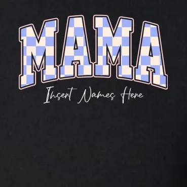MAMA Blue Checkered Customizable Men's Pullover Quarter Zip for Mother's Day - Front - Close-up