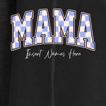 MAMA Blue Checkered Customizable Women's Cardigan for Mother's Day - Front - Close-up