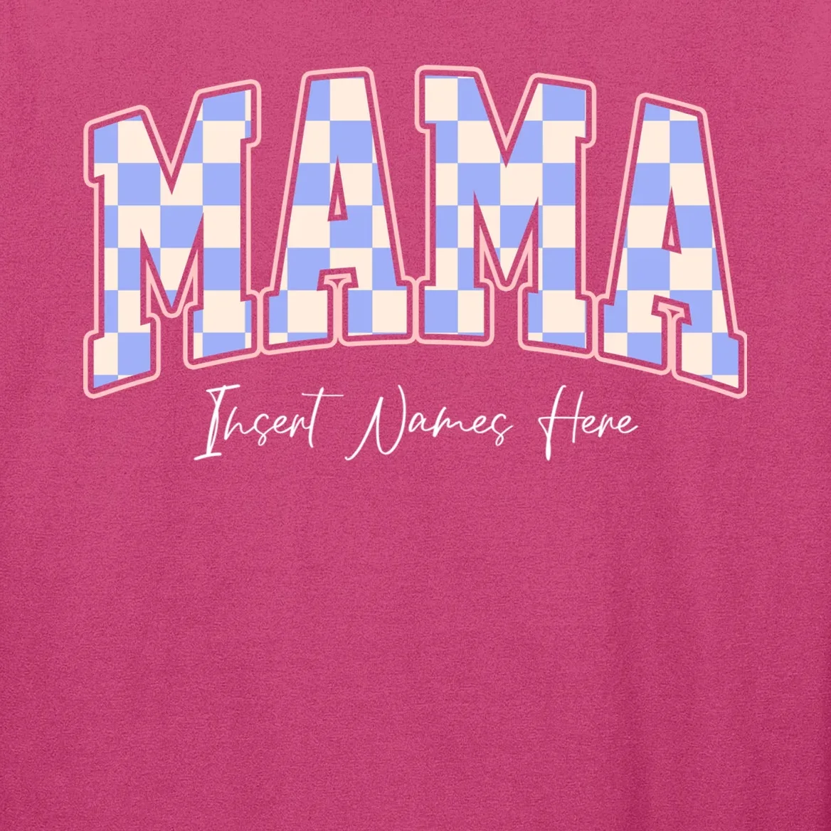 MAMA Blue Checkered Customizable Men's Long Sleeve Shirt for Mother's Day - Front - Close-up