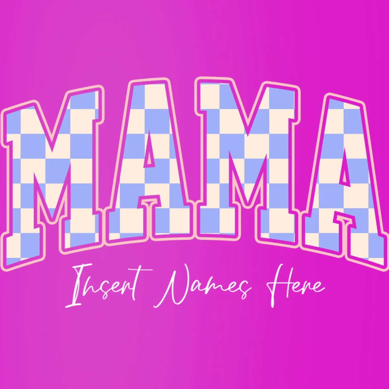 MAMA Blue Checkered Customizable Coaster for Mother's Day - Front - Close-up