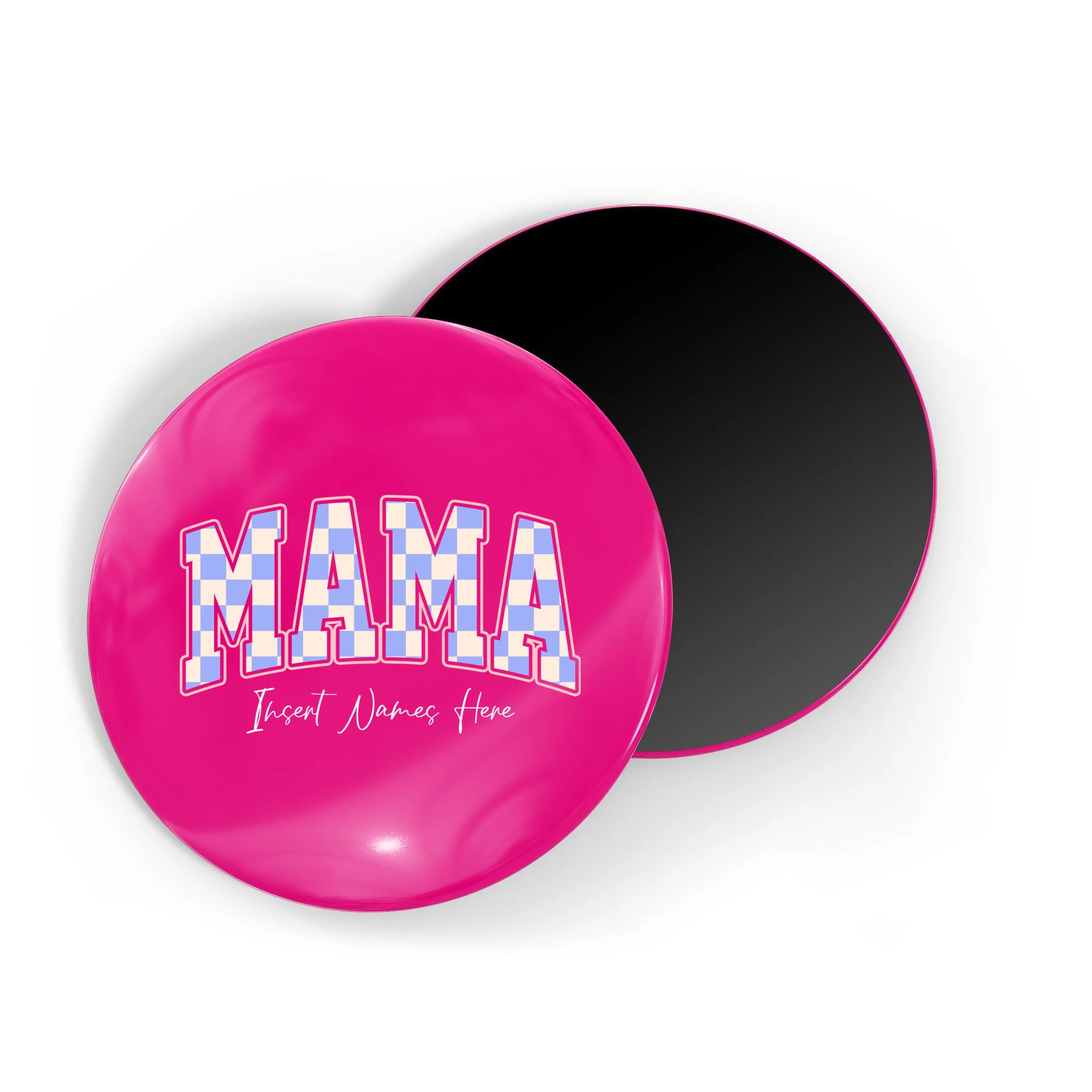 MAMA Blue Checkered Customizable Magnet for Mother's Day - Front