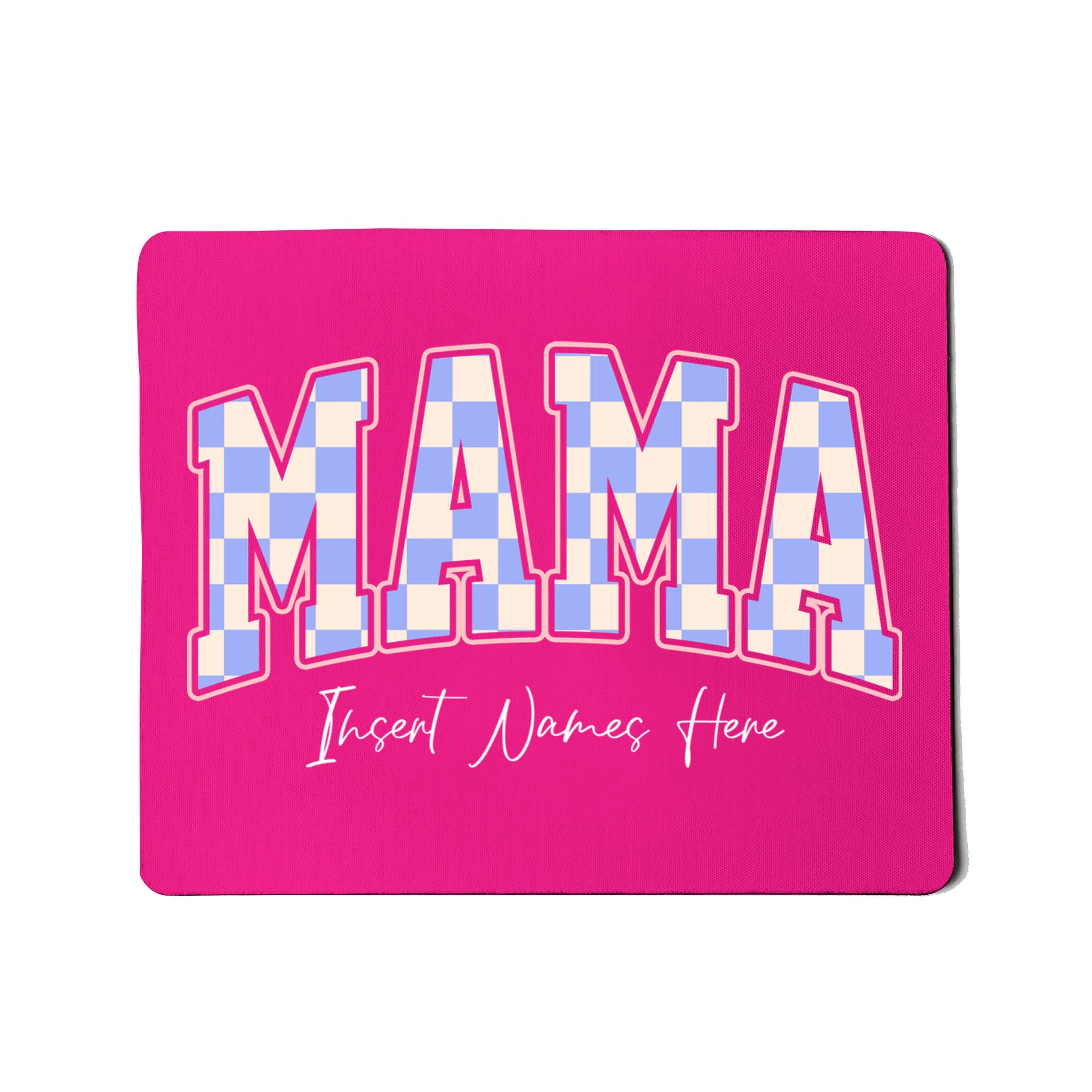 MAMA Blue Checkered Customizable Mouse Pad for Mother's Day - Front