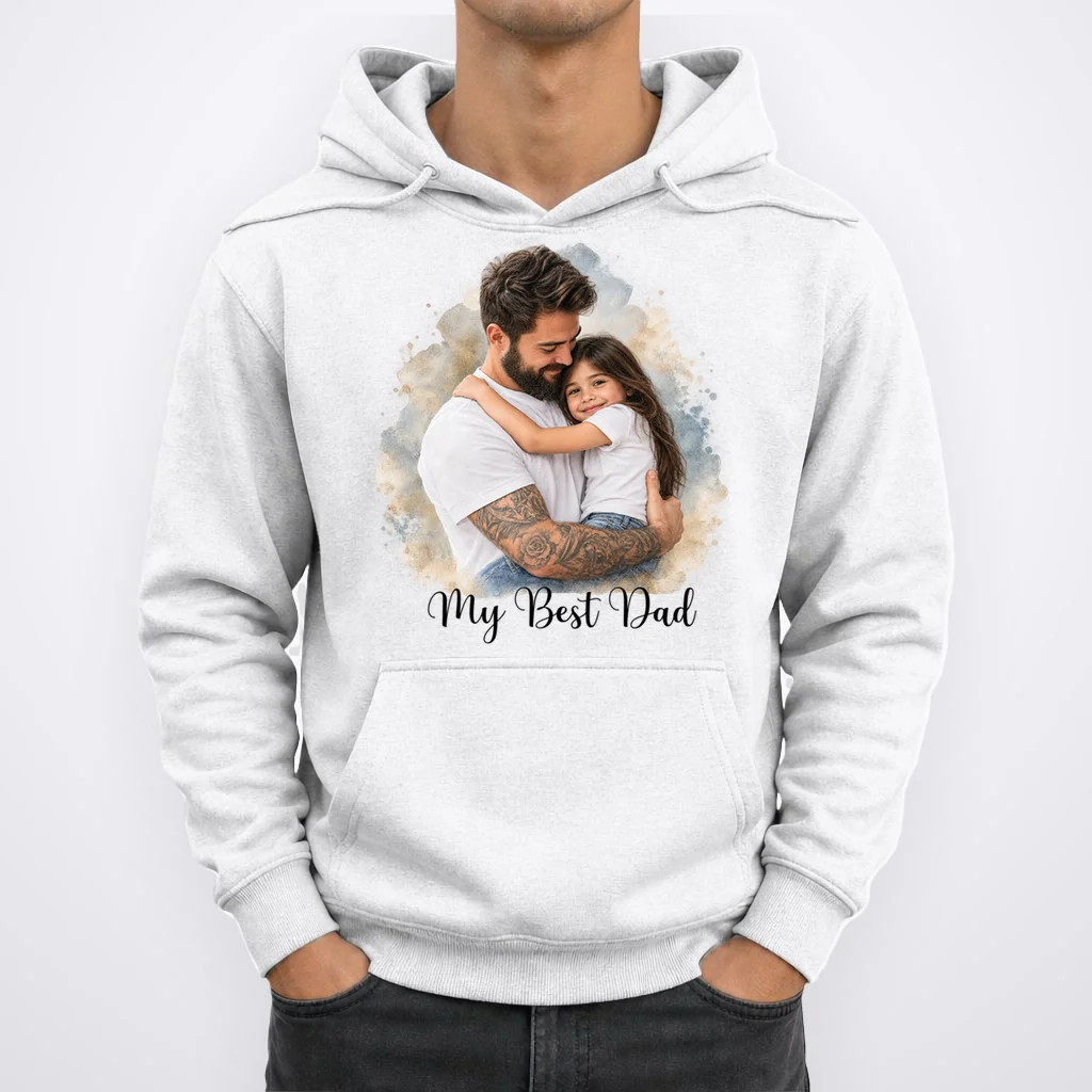My Best Dad Personalized Photo Custom Gift - Father & Daughter Photo Design Men's Hoodie - Front 1