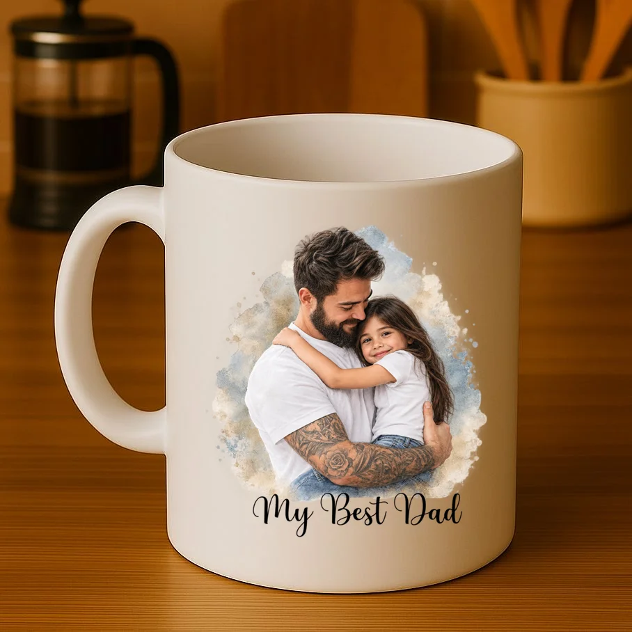 My Best Dad Personalized Photo Custom Gift - Father & Daughter Photo Design Mug - Front 3