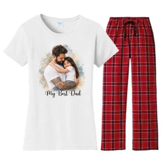 My Best Dad Personalized Photo Custom Gift - Father & Daughter Photo Design Women's Flannel Pajama Set Front
