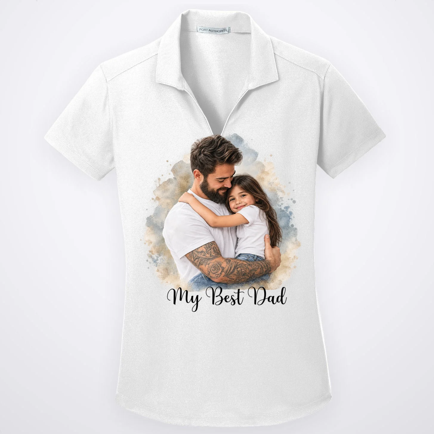 My Best Dad Personalized Photo Custom Gift - Father & Daughter Photo Design Women's Polo Front