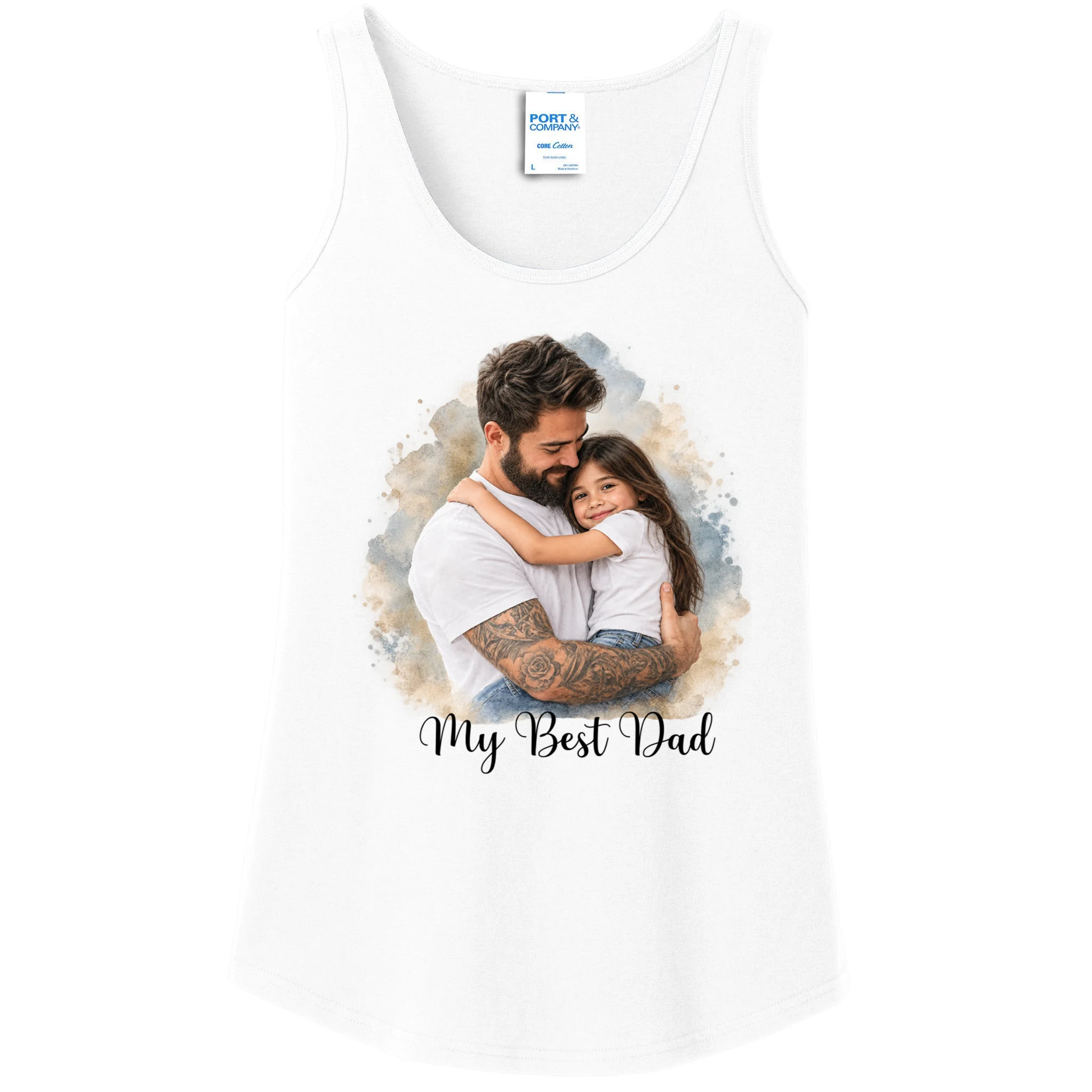 My Best Dad Personalized Photo Custom Gift - Father & Daughter Photo Design Women's Tank Top Front
