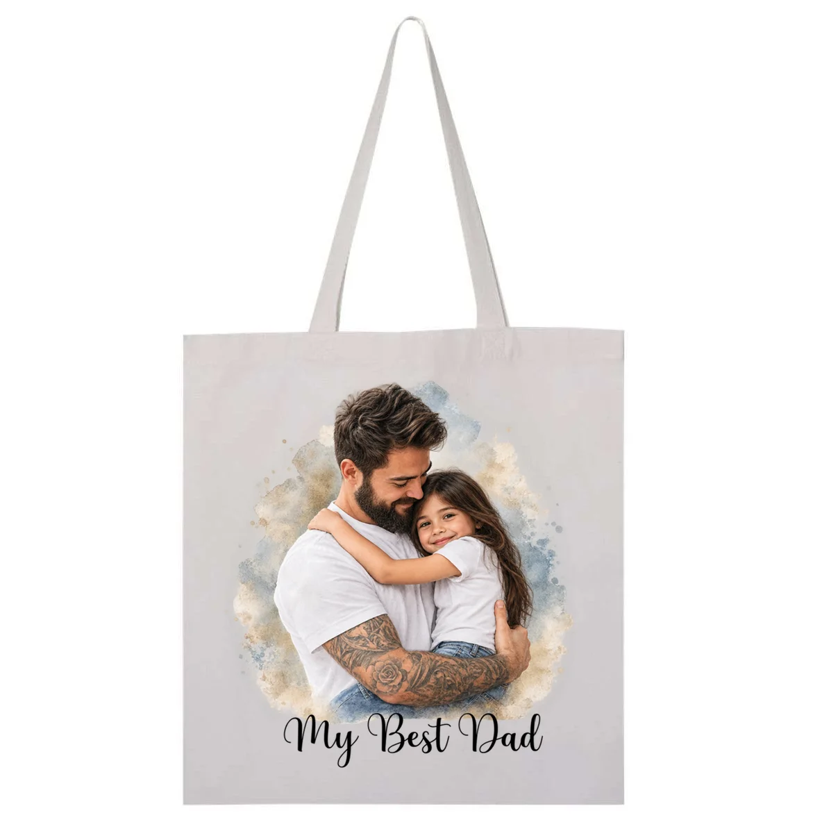 My Best Dad Personalized Photo Custom Gift - Father & Daughter Photo Design Tote Bag Front
