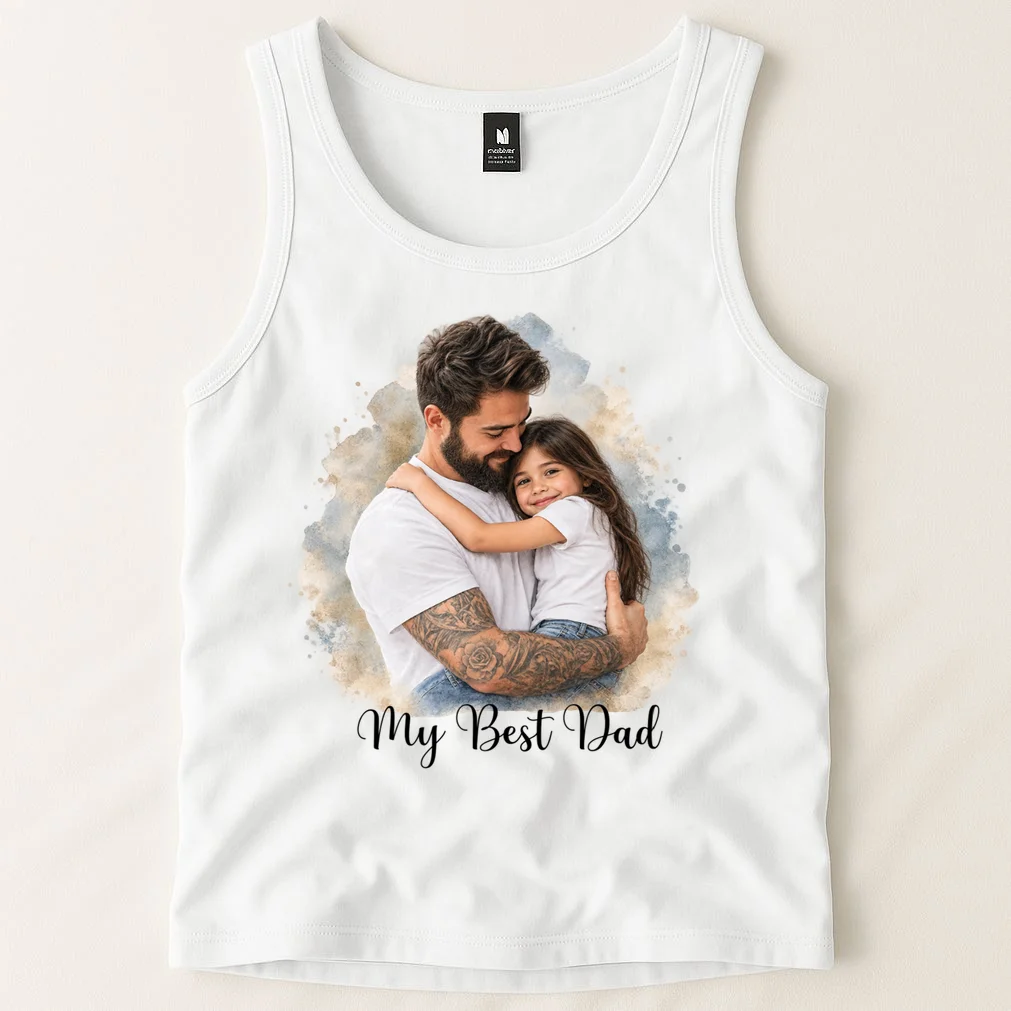 My Best Dad Personalized Photo Custom Gift - Father & Daughter Photo Design Men's Tank Top - Front 1