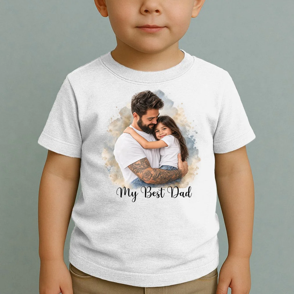 My Best Dad Personalized Photo Custom Gift - Father & Daughter Photo Design Toddler T-Shirt - Front 1