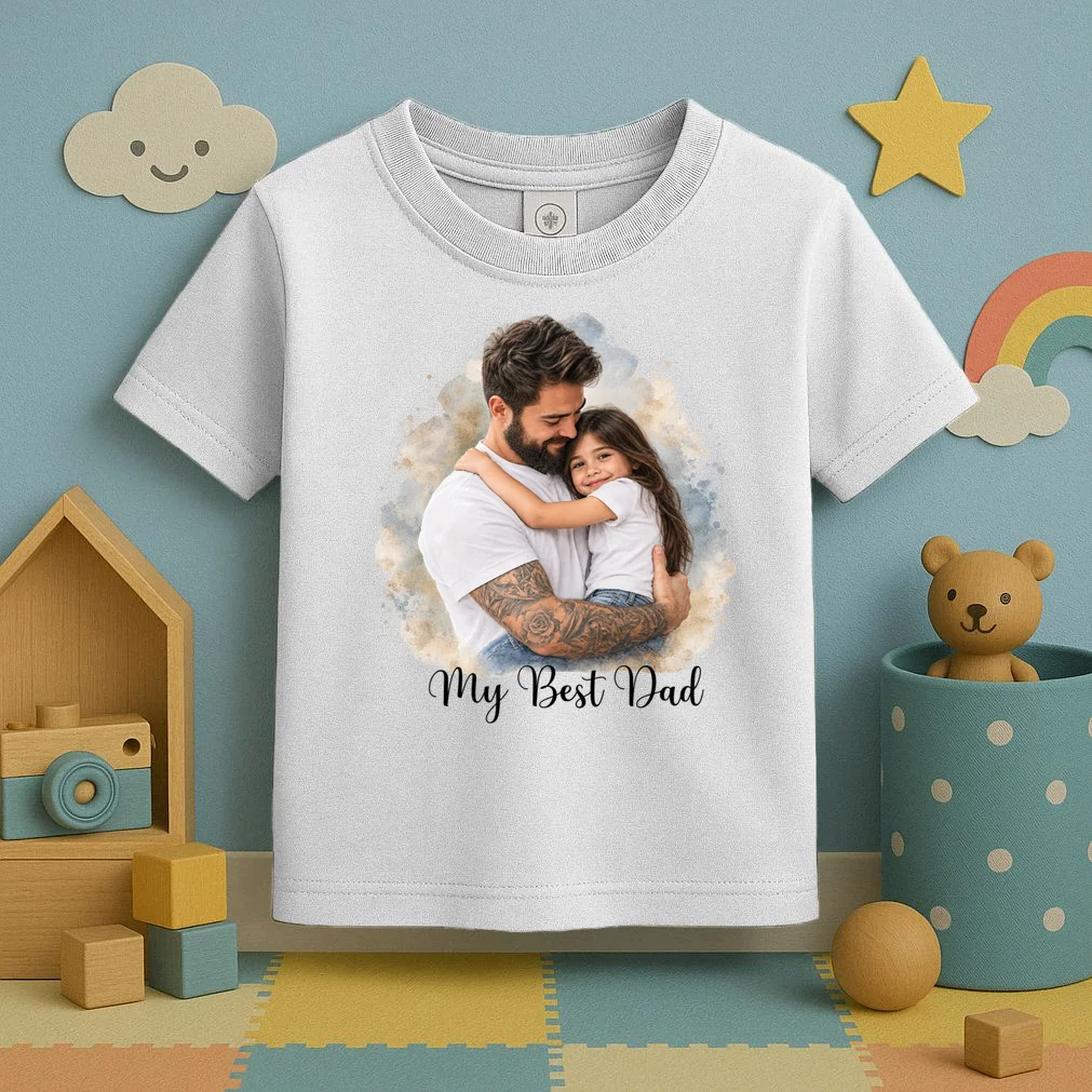 My Best Dad Personalized Photo Custom Gift - Father & Daughter Photo Design Toddler T-Shirt - Front 2