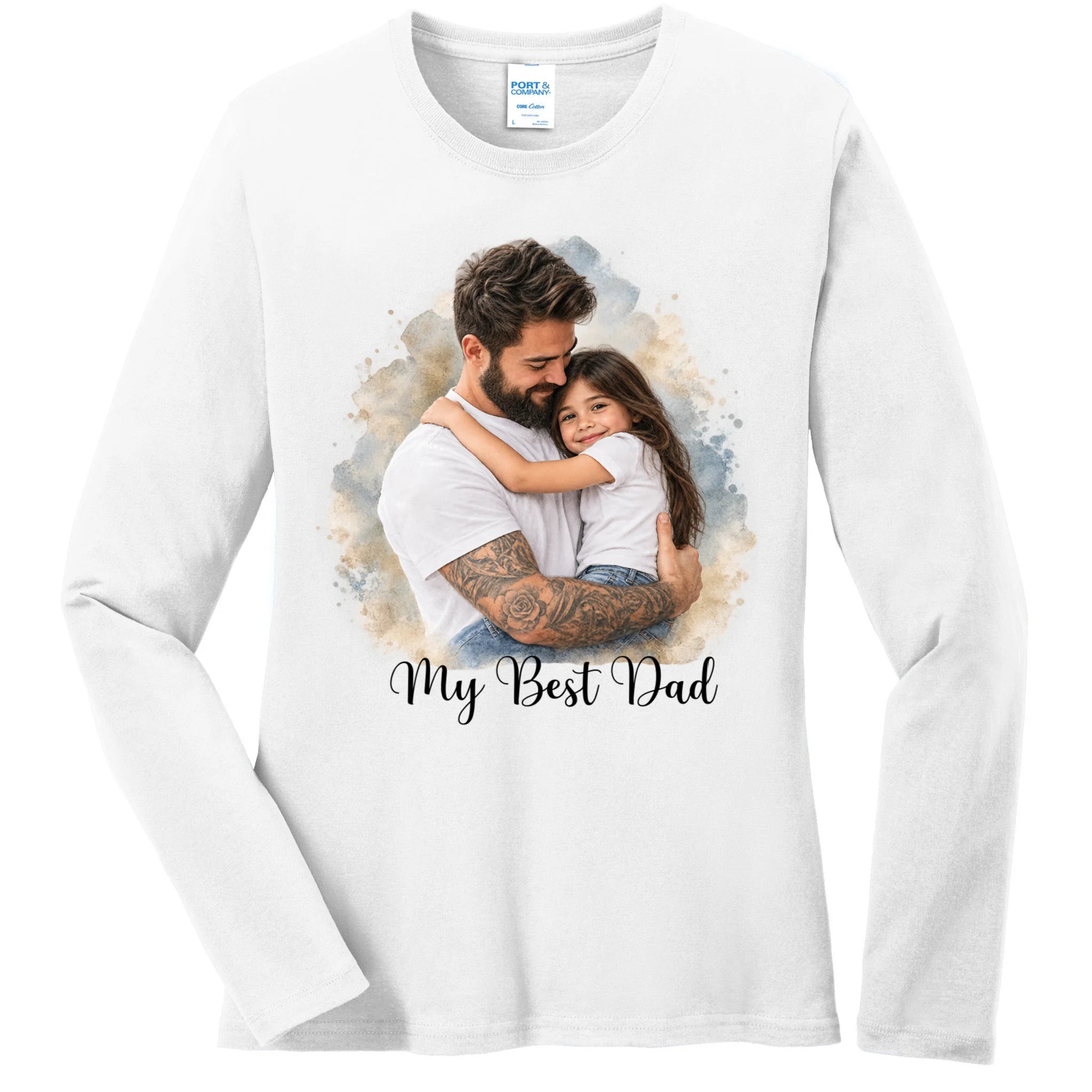 My Best Dad Personalized Photo Custom Gift - Father & Daughter Photo Design Women's Long Sleeve Shirt Front