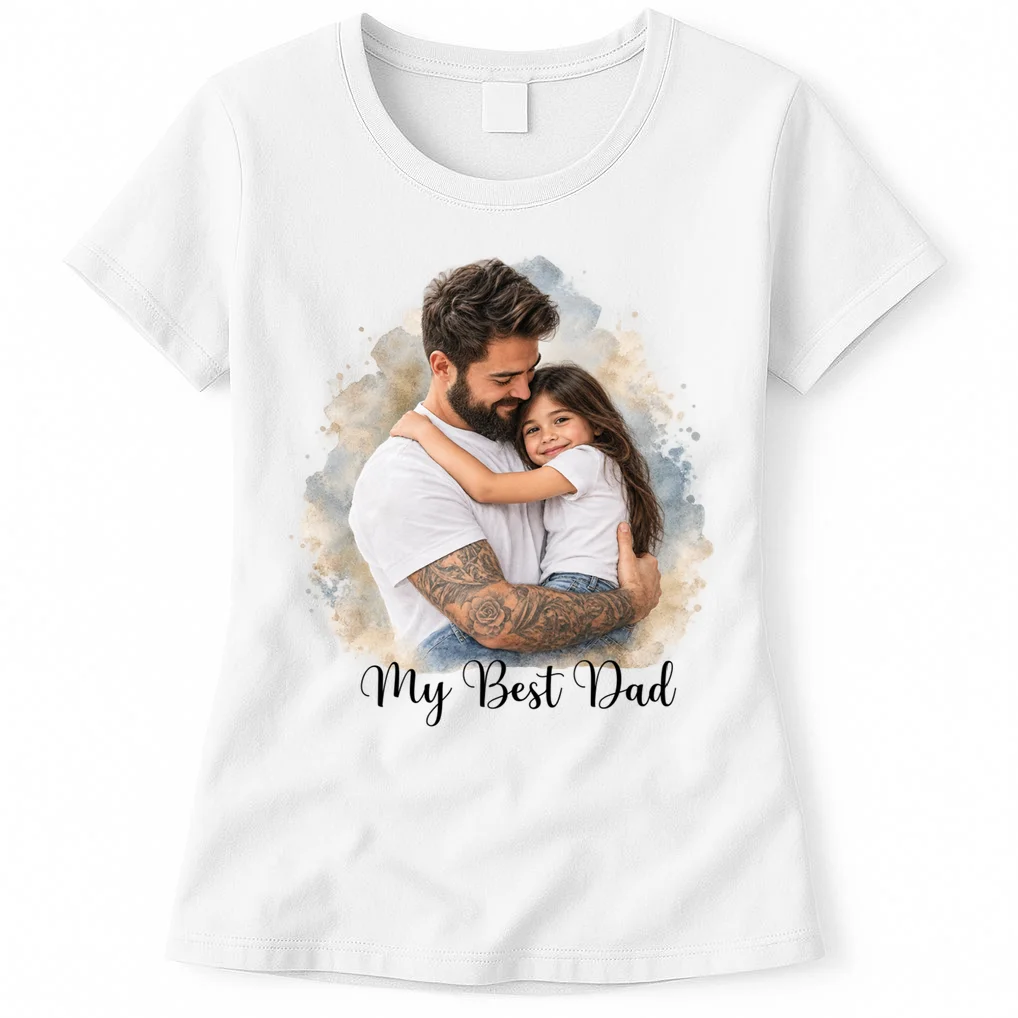 My Best Dad Personalized Photo Custom Gift - Father & Daughter Photo Design Women's T-Shirt Front