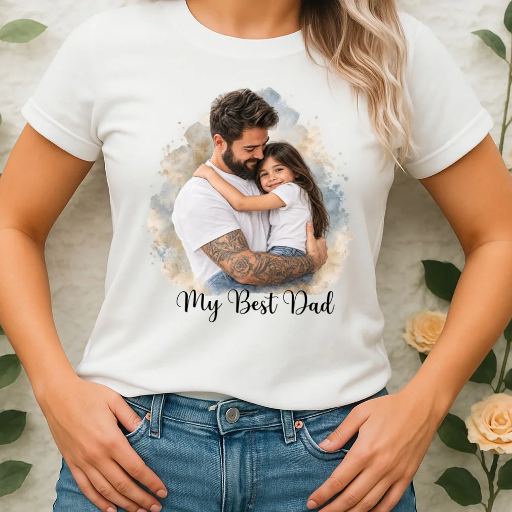 My Best Dad Personalized Photo Custom Gift - Father & Daughter Photo Design Women's T-Shirt - Front 1