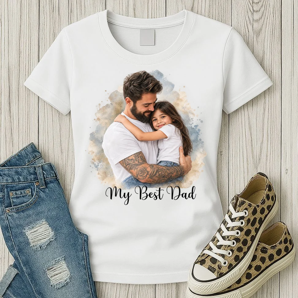 My Best Dad Personalized Photo Custom Gift - Father & Daughter Photo Design Women's T-Shirt - Front 2