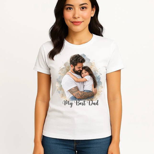 My Best Dad Personalized Photo Custom Gift - Father & Daughter Photo Design Women's T-Shirt - Front 3