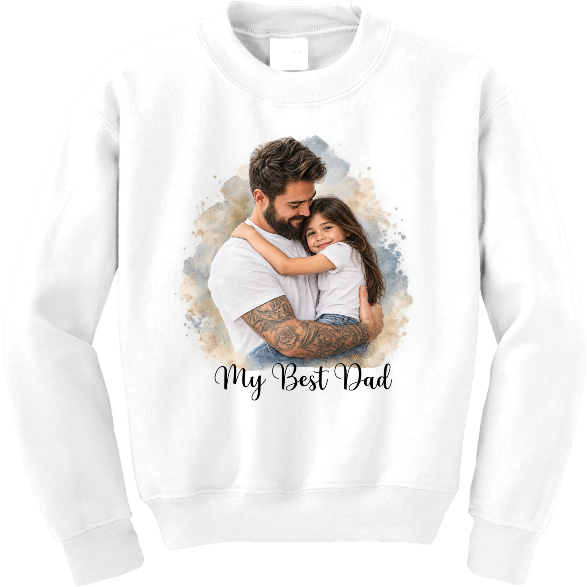 My Best Dad Personalized Photo Custom Gift - Father & Daughter Photo Design Kids Sweatshirt Front