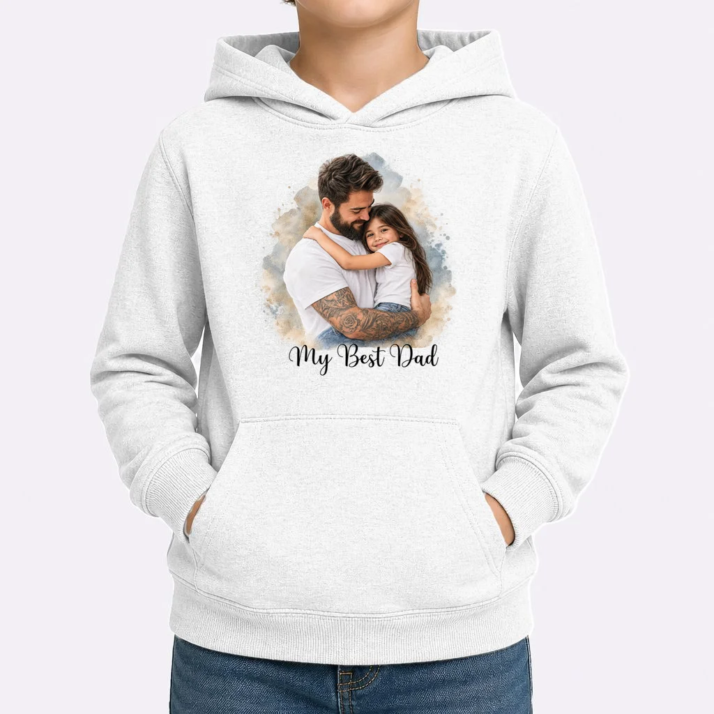 My Best Dad Personalized Photo Custom Gift - Father & Daughter Photo Design Kids Hoodie - Front 1