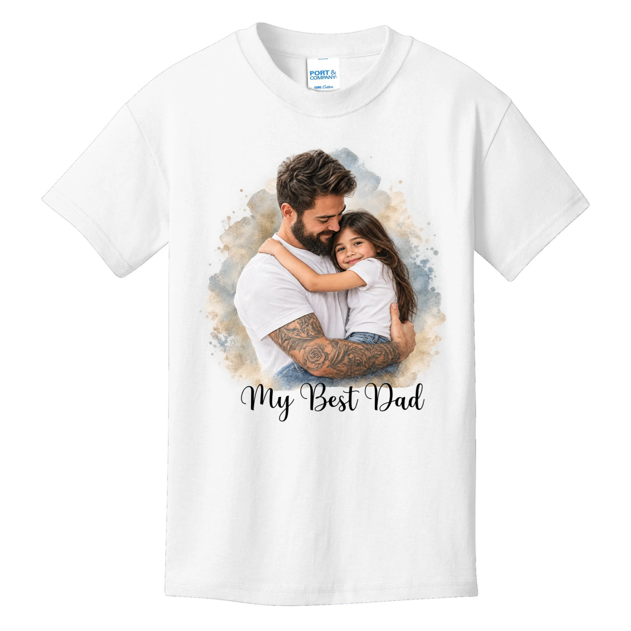 My Best Dad Personalized Photo Custom Gift - Father & Daughter Photo Design Kids T-Shirt Front