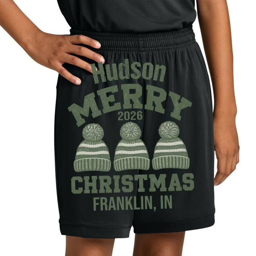 Merry Christmas 2026 Custom Family Name Kids Shorts - Front 1