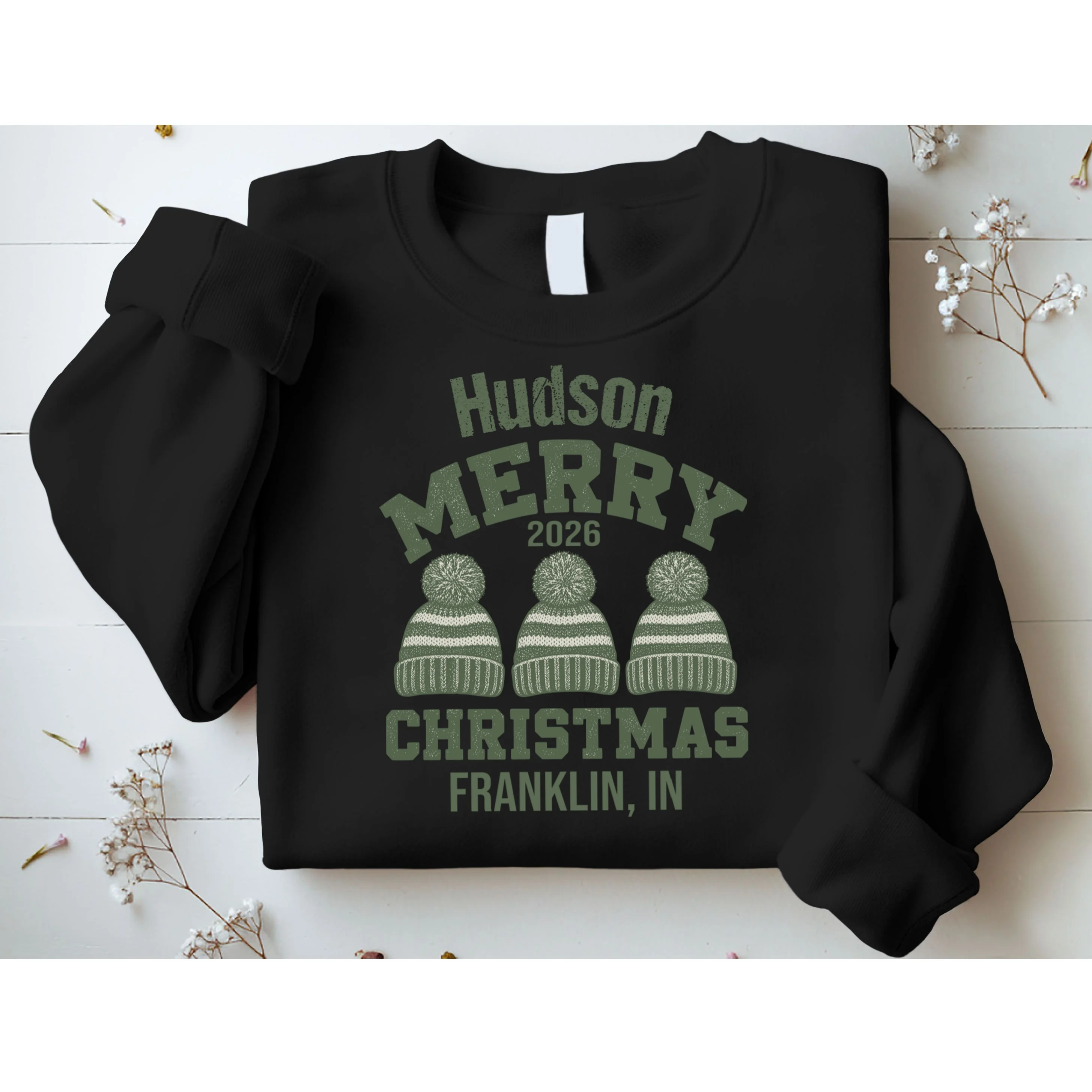 Merry Christmas 2026 Custom Family Name Men's Sweatshirt - Front 1
