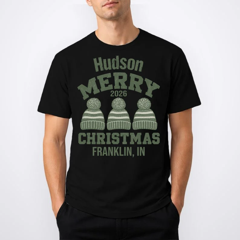Merry Christmas 2026 Custom Family Name Men's T-Shirt - Front 1