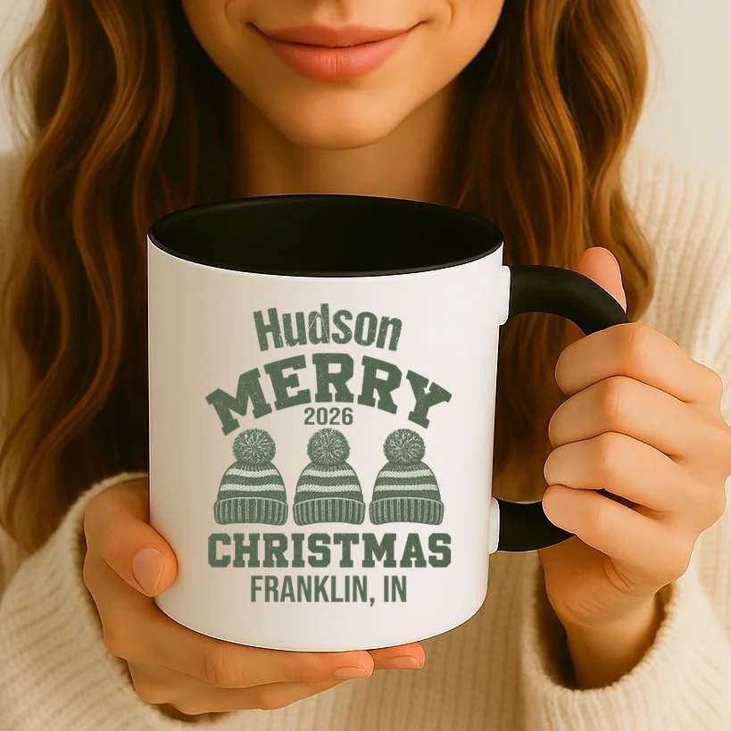Merry Christmas 2026 Custom Family Name Mug - Front 2