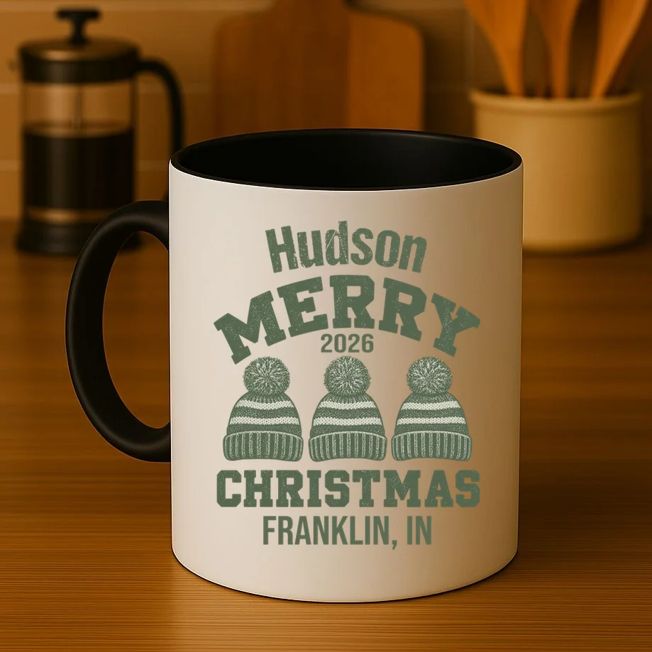 Merry Christmas 2026 Custom Family Name Mug - Front 3