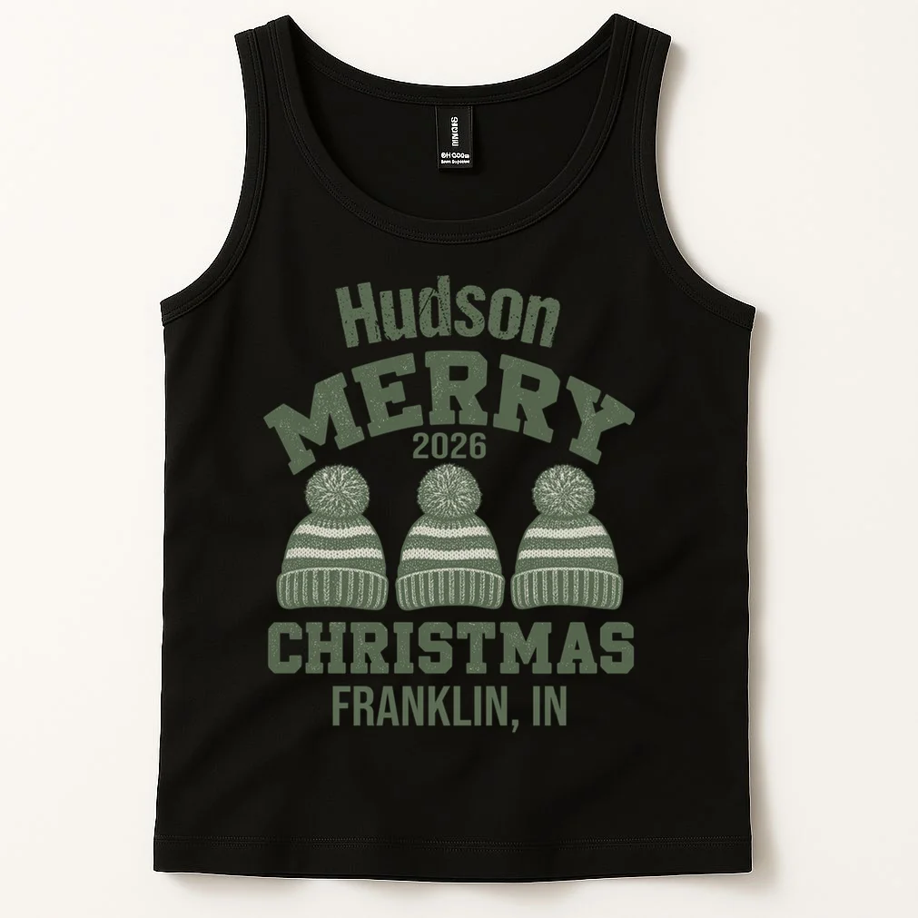Merry Christmas 2026 Custom Family Name Men's Tank Top - Front 1