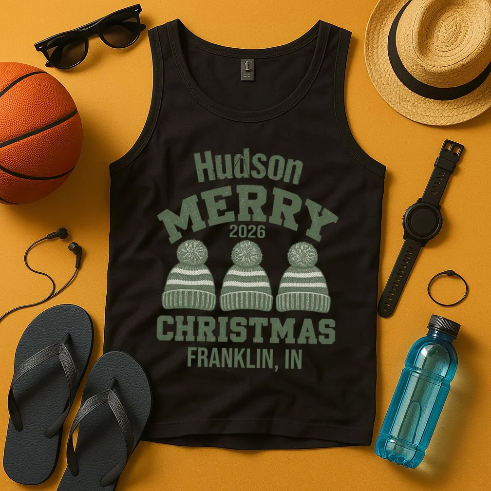 Merry Christmas 2026 Custom Family Name Men's Tank Top - Front 3