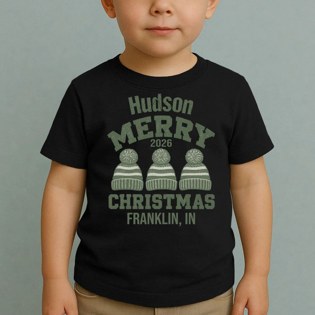Merry Christmas 2026 Custom Family Name Toddler T-Shirt - Front 1