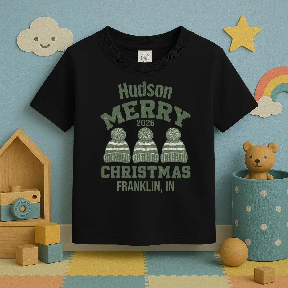 Merry Christmas 2026 Custom Family Name Toddler T-Shirt - Front 2