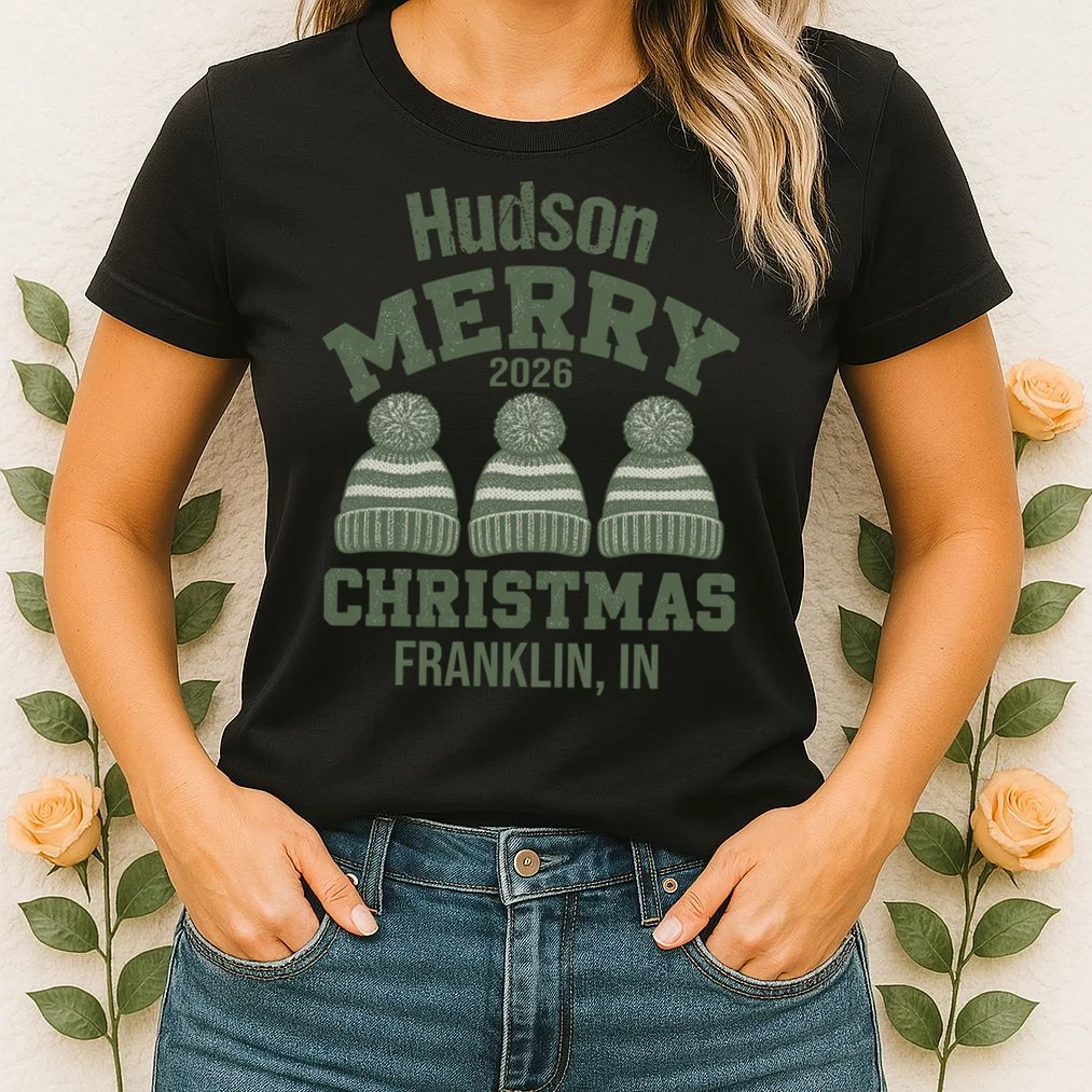 Merry Christmas 2026 Custom Family Name Women's T-Shirt - Front 1