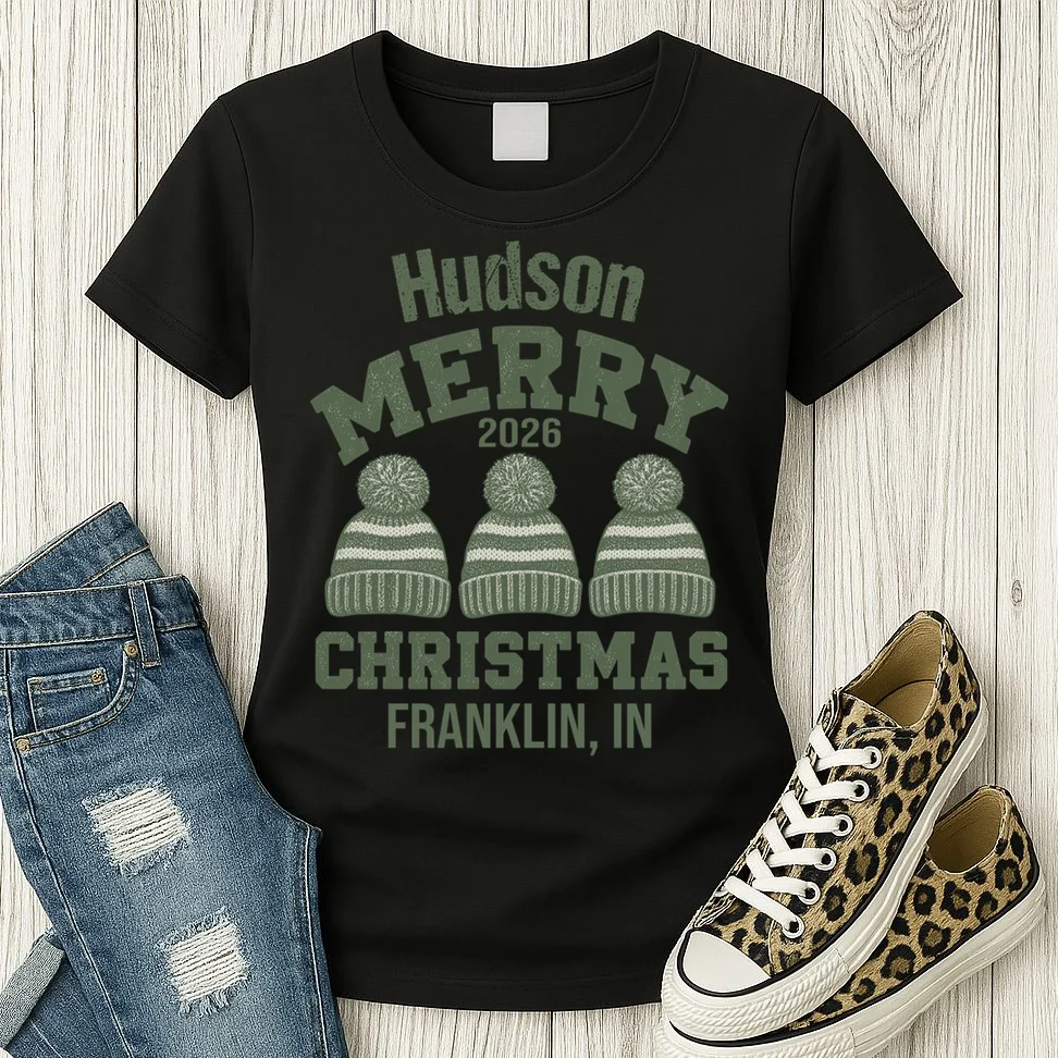 Merry Christmas 2026 Custom Family Name Women's T-Shirt - Front 2