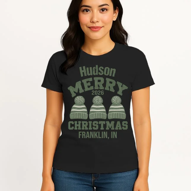 Merry Christmas 2026 Custom Family Name Women's T-Shirt - Front 3