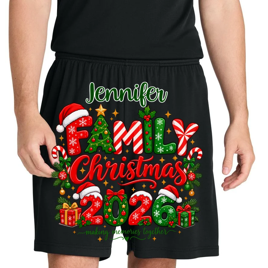 Merry Christmas 2026 – Festive Holiday Typography & Christmas Ornaments Design Men's Shorts - Front 1
