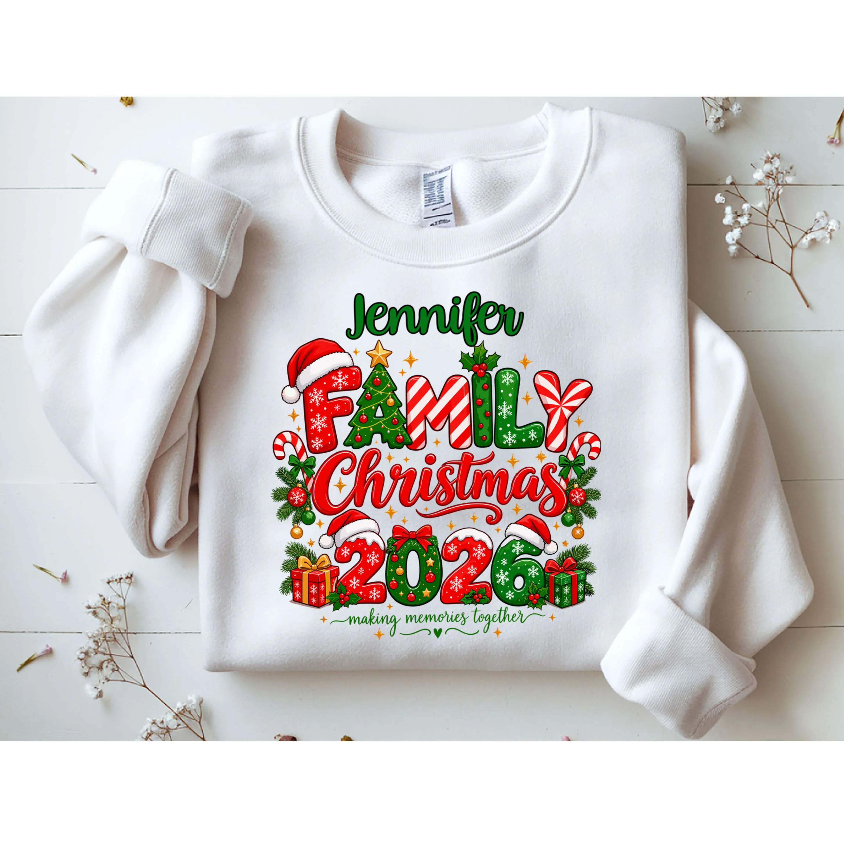 Merry Christmas 2026 – Festive Holiday Typography & Christmas Ornaments Design Men's Sweatshirt - Front 1