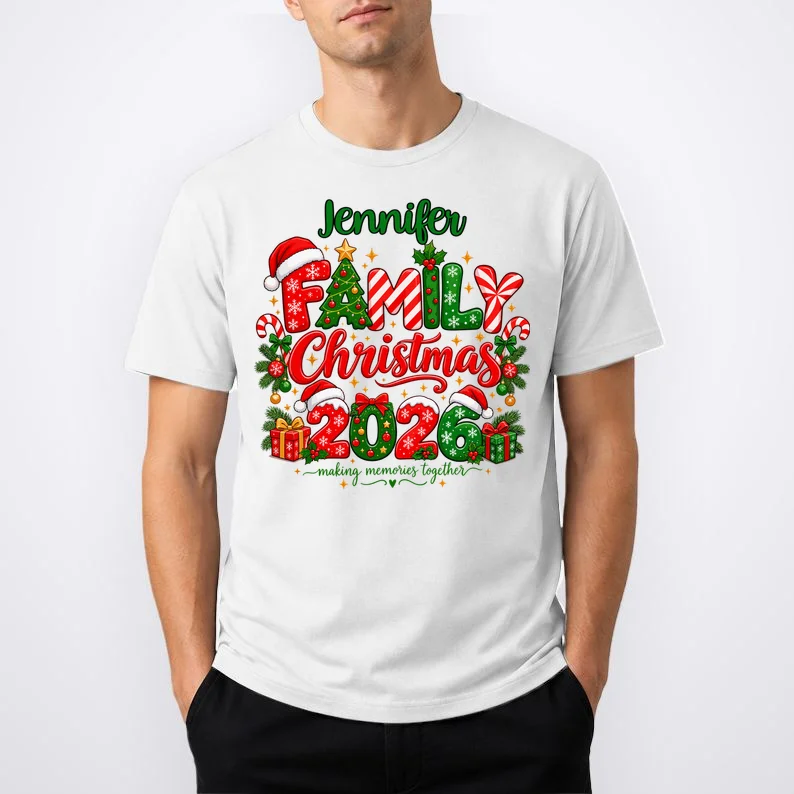Merry Christmas 2026 – Festive Holiday Typography & Christmas Ornaments Design Men's T-Shirt - Front 1