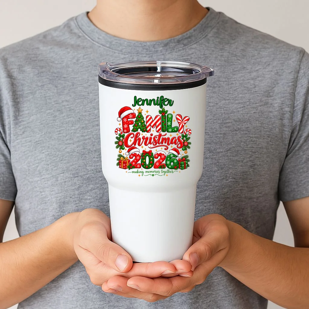 Merry Christmas 2026 – Festive Holiday Typography & Christmas Ornaments Design 20oz Tumbler - Front 1