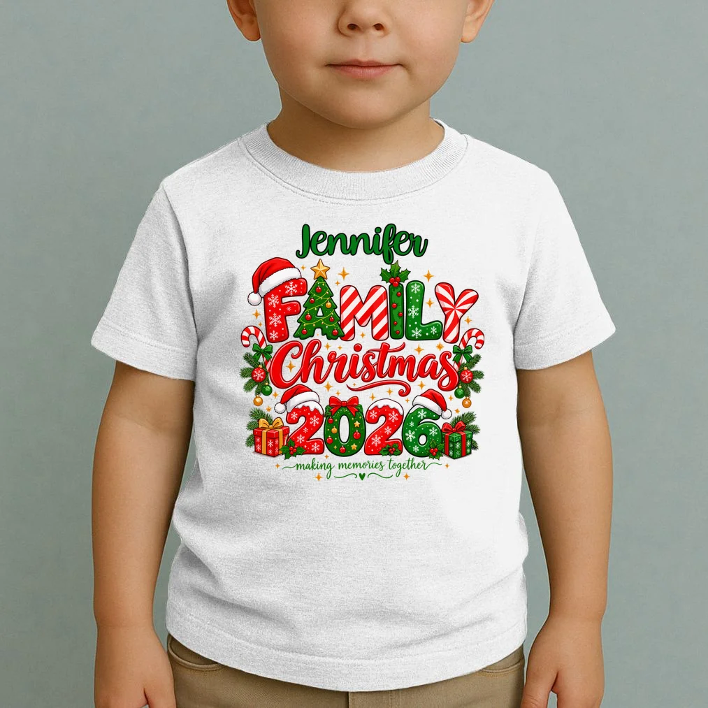 Merry Christmas 2026 – Festive Holiday Typography & Christmas Ornaments Design Toddler T-Shirt - Front 1