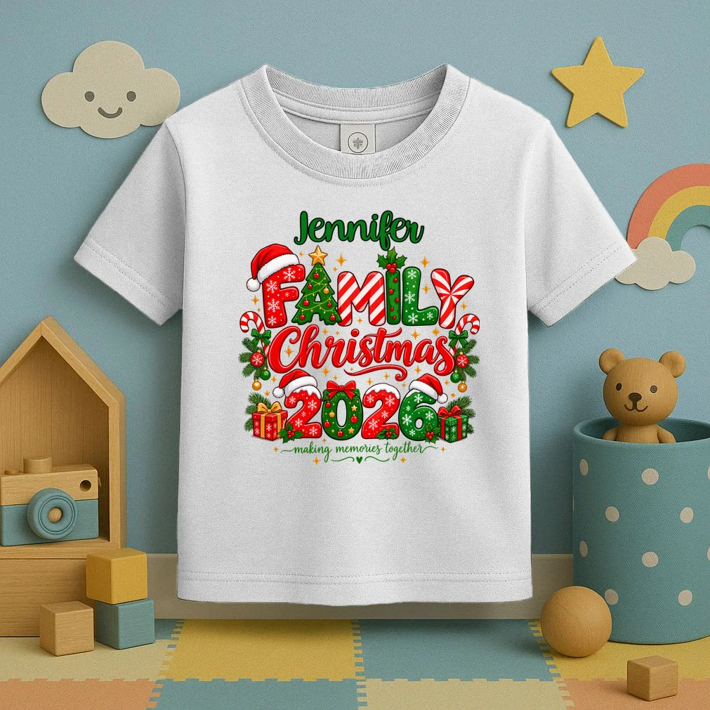 Merry Christmas 2026 – Festive Holiday Typography & Christmas Ornaments Design Toddler T-Shirt - Front 2