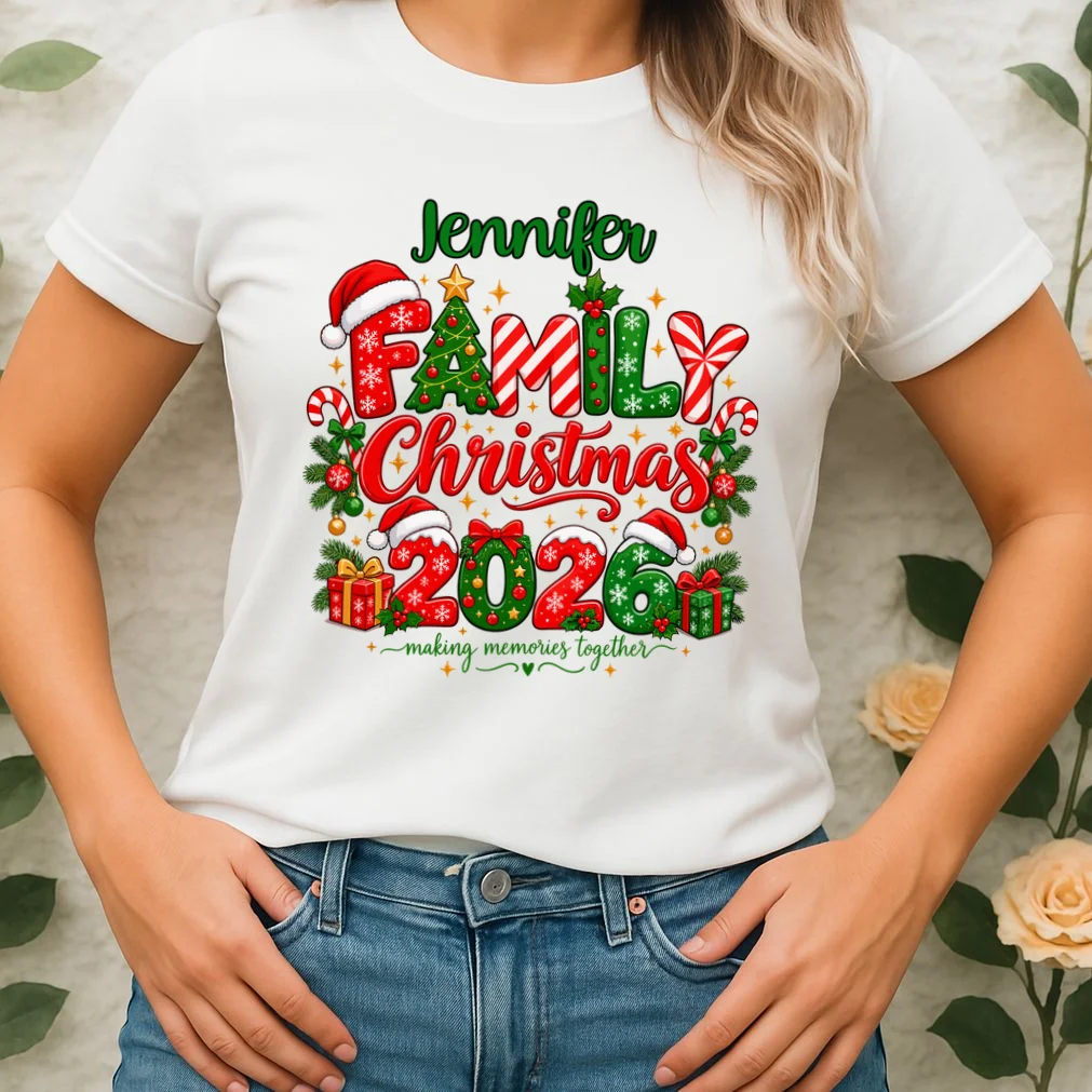 Merry Christmas 2026 – Festive Holiday Typography & Christmas Ornaments Design Women's T-Shirt - Front 1