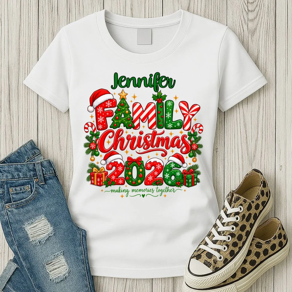 Merry Christmas 2026 – Festive Holiday Typography & Christmas Ornaments Design Women's T-Shirt - Front 2