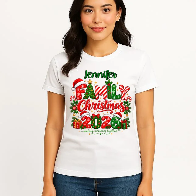 Merry Christmas 2026 – Festive Holiday Typography & Christmas Ornaments Design Women's T-Shirt - Front 3